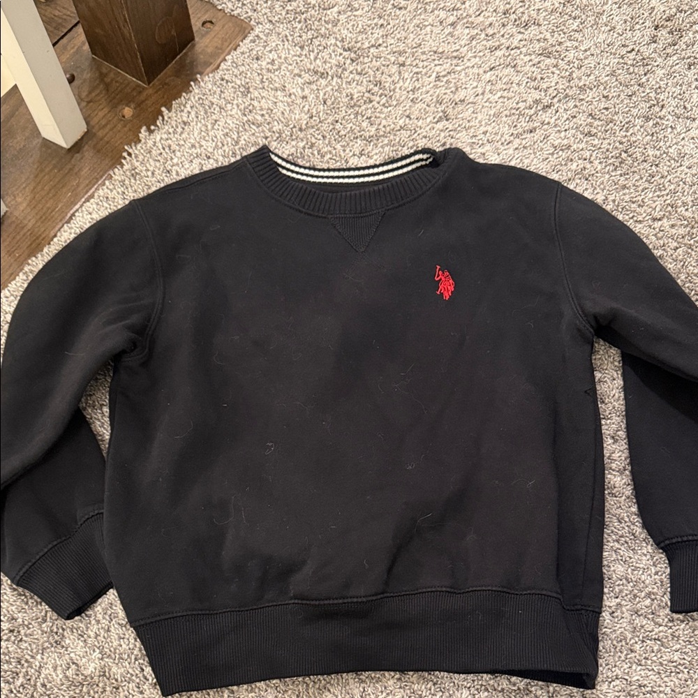U.S. Polo Assn. Black Crewneck Sweater with Red Logo